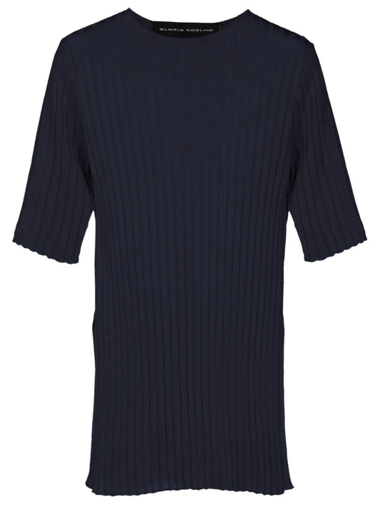 Side-Slits Ribbed T-Shirt