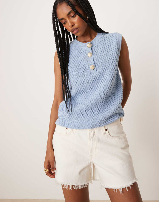 Mock Crocket Tank With Shell Buttons