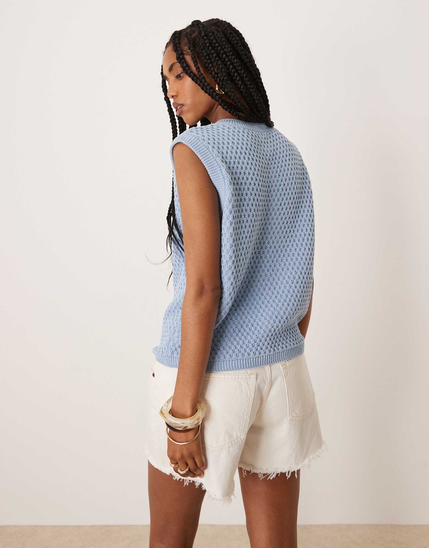 Mock Crocket Tank With Shell Buttons