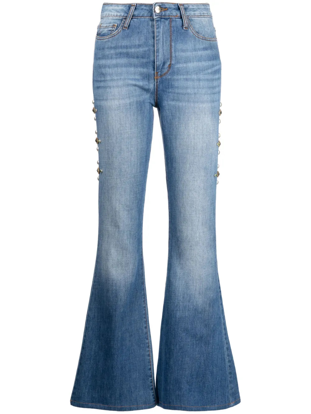 Stud-Embellished Flared Jeans