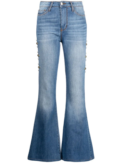 Stud-Embellished Flared Jeans