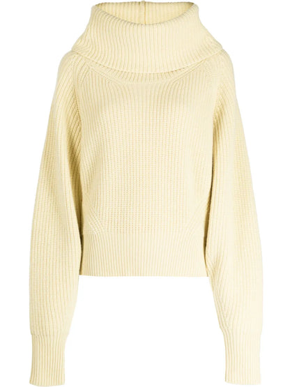 Funnel-Neck Ribbed-Knit Jumper