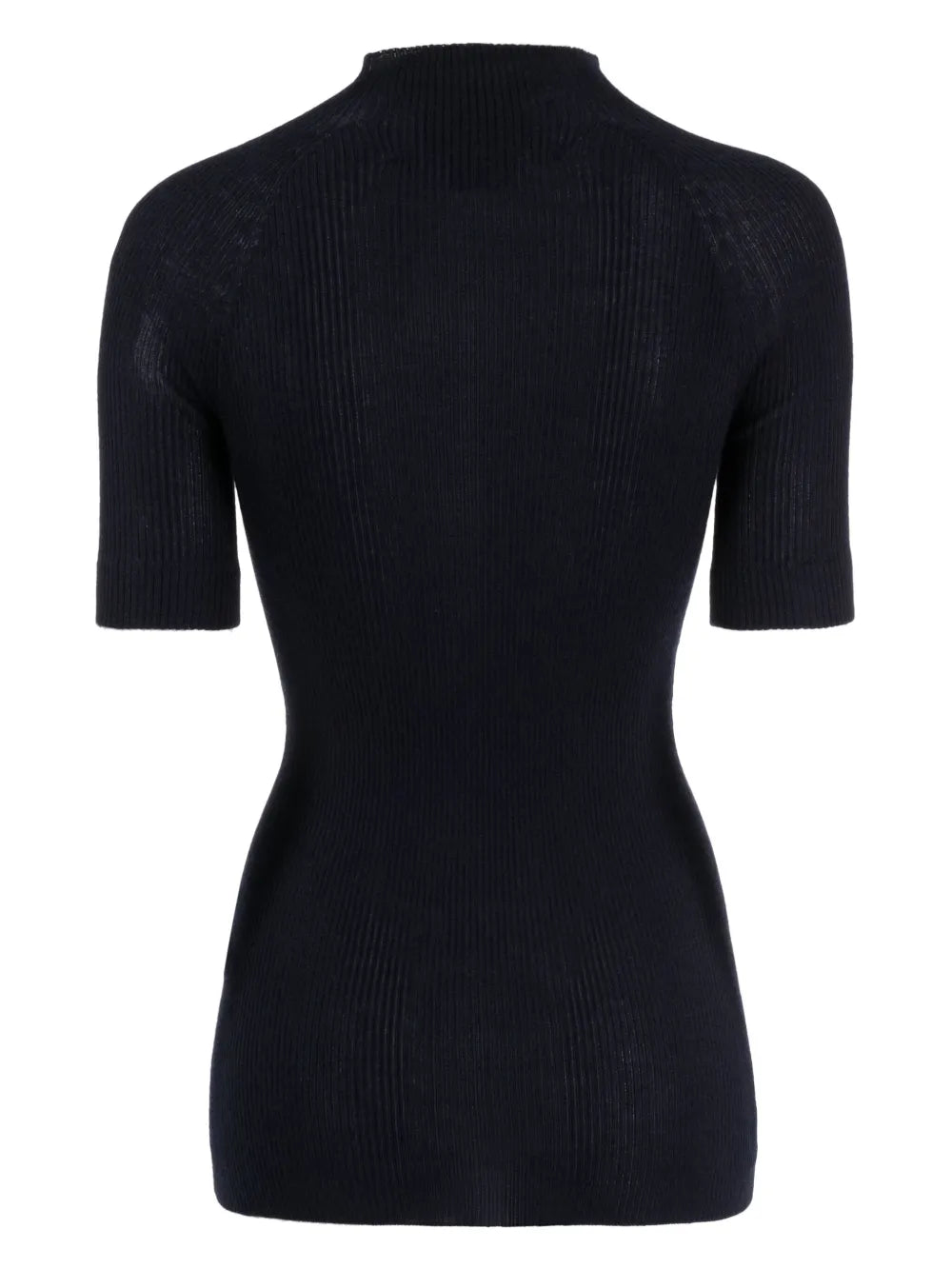 Mock-Neck Fine-Ribbed Top