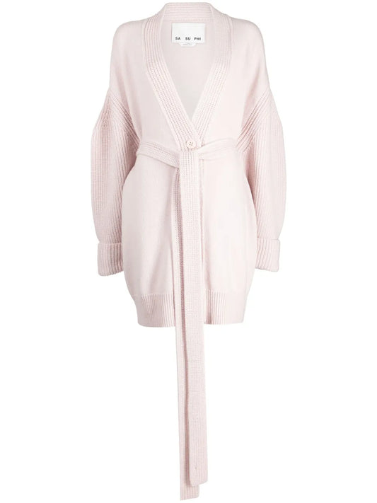 Tied-Waist V-Neck Cardi-Coat