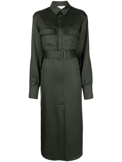 Long-Sleeve Wool Shirtdress