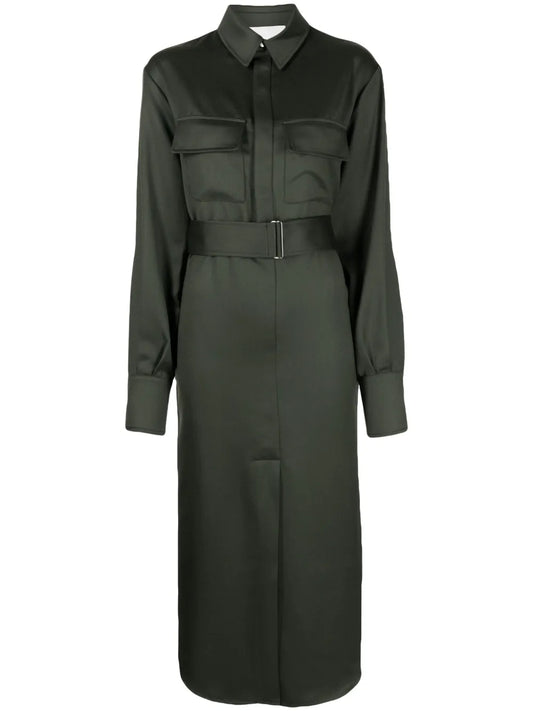 Long-Sleeve Wool Shirtdress