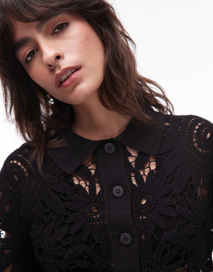 Crochet Short Sleeve Shirt