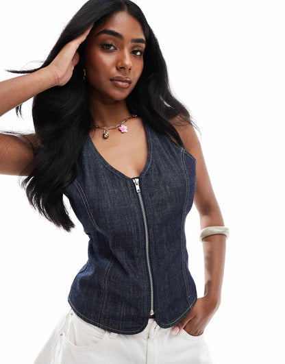 Denim Halterneck Top