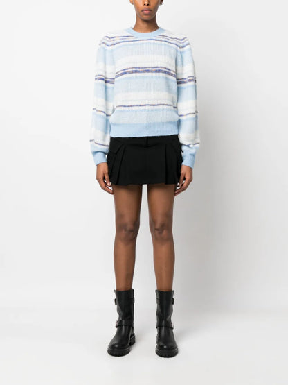 Stripe-Pattern Crew-Neck Sweatshirt