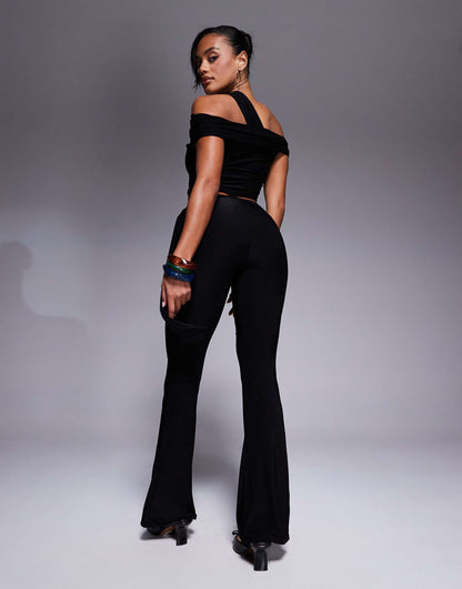 Exclusive Slinky Tie Side Waist Trousers Co-Ord