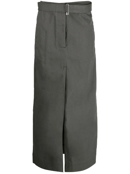 Belted Cotton Straight Skirt