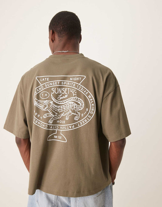 Boxy Oversized T-Shirt With Back City Graphic