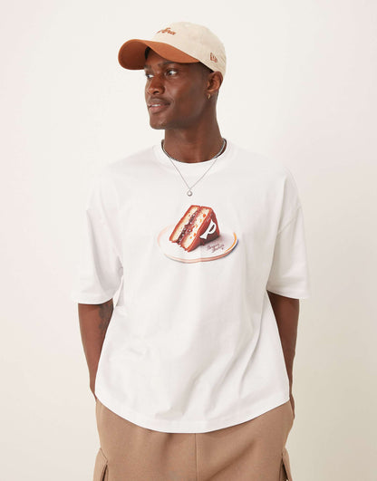 Boxy Oversized T-Shirt With Food Graphic