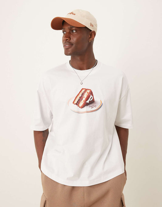 Boxy Oversized T-Shirt With Food Graphic