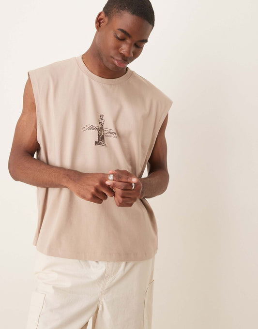 Boxy Oversized Tank With Front And Back Print