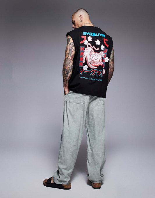 Oversized Tank With Souvenir Graphic