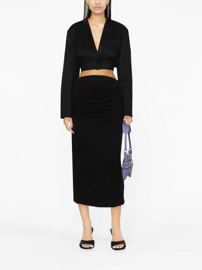 Draped Midi Straight Skirt