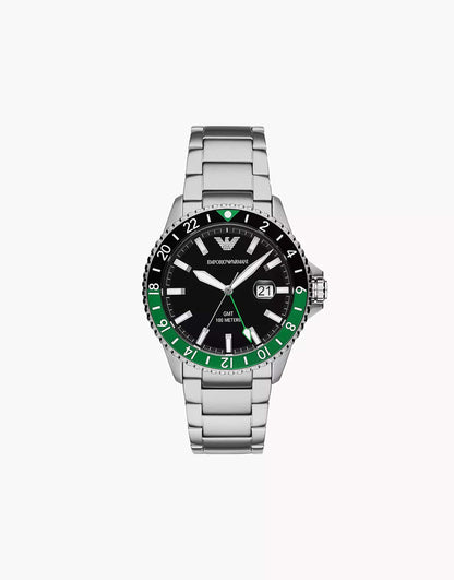 Men'S World Explorer Gmt Dual Time, Stainless Steel Watch, Ar11589