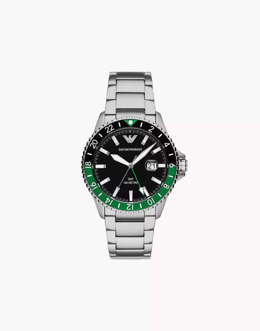 Men'S World Explorer Gmt Dual Time, Stainless Steel Watch, Ar11589