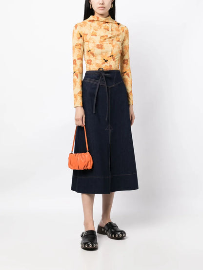 Boon Organic-Cotton Denim Midi Skirt