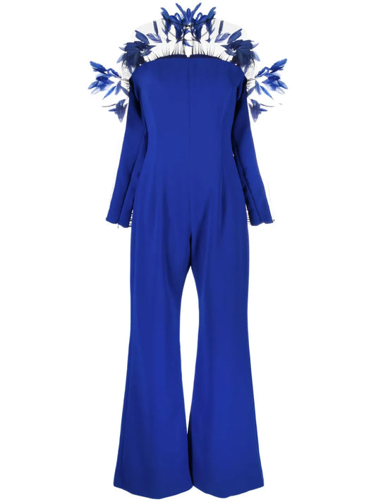 Long-Sleeve Wide-Leg Jumpsuit