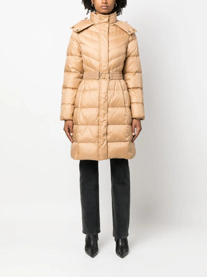 Hooded Belted Puffer Coat