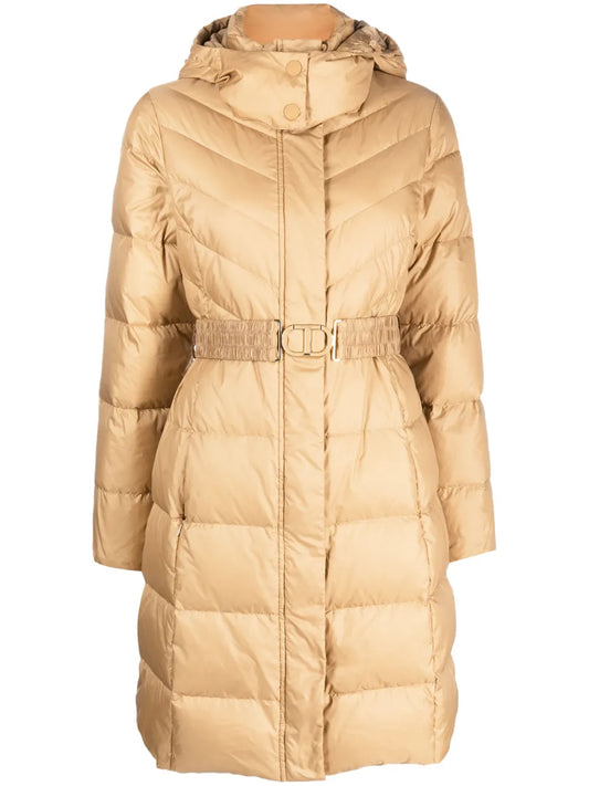 Hooded Belted Puffer Coat