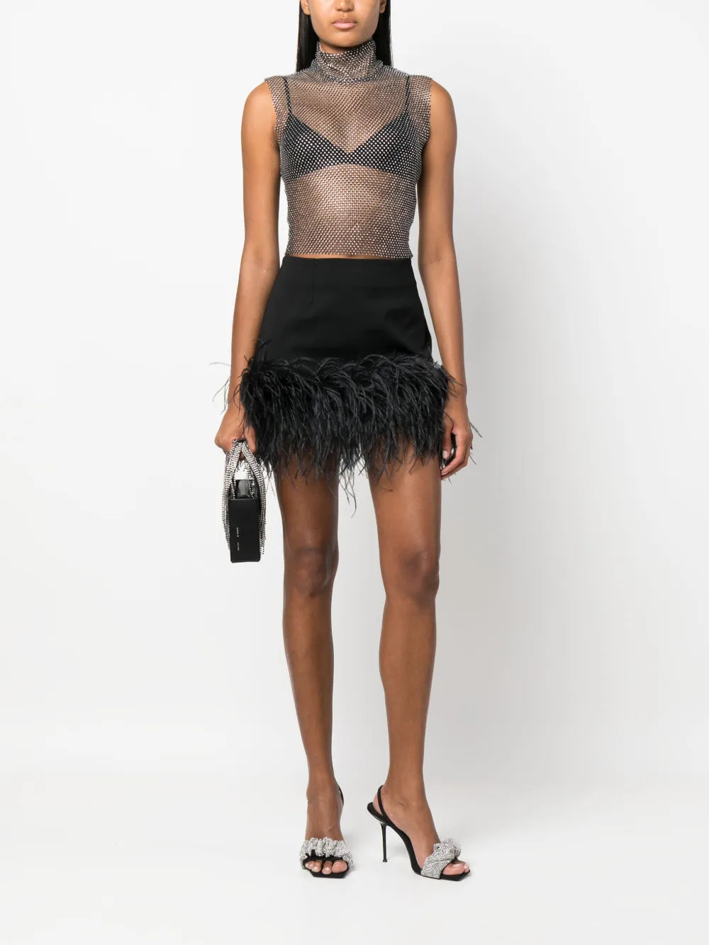 Crystal-Embellished Chainmail-Effect Tank Top