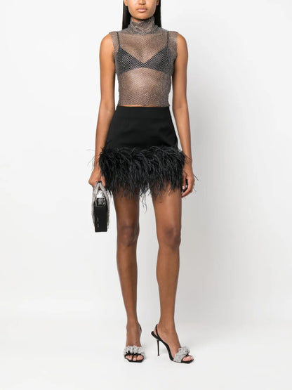 Crystal-Embellished Chainmail-Effect Tank Top