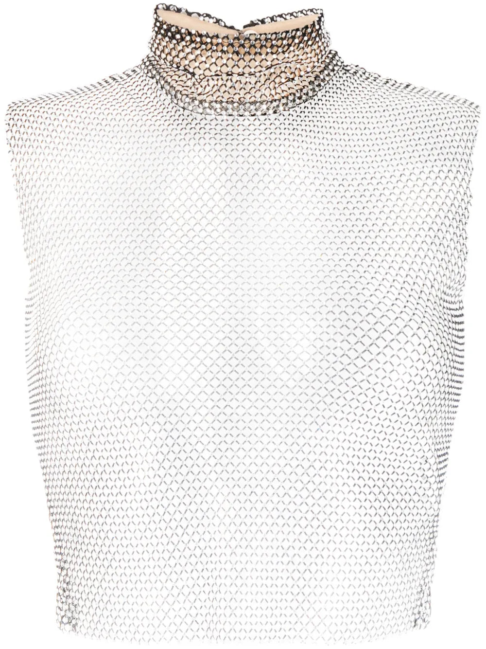 Crystal-Embellished Chainmail-Effect Tank Top