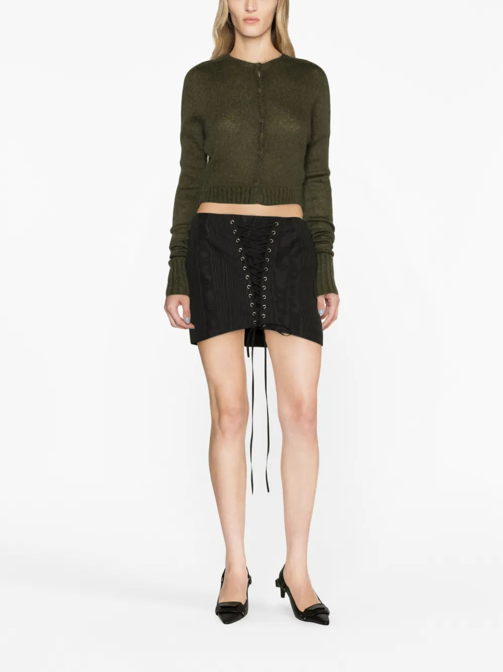 Lace-Up Mini Skirt