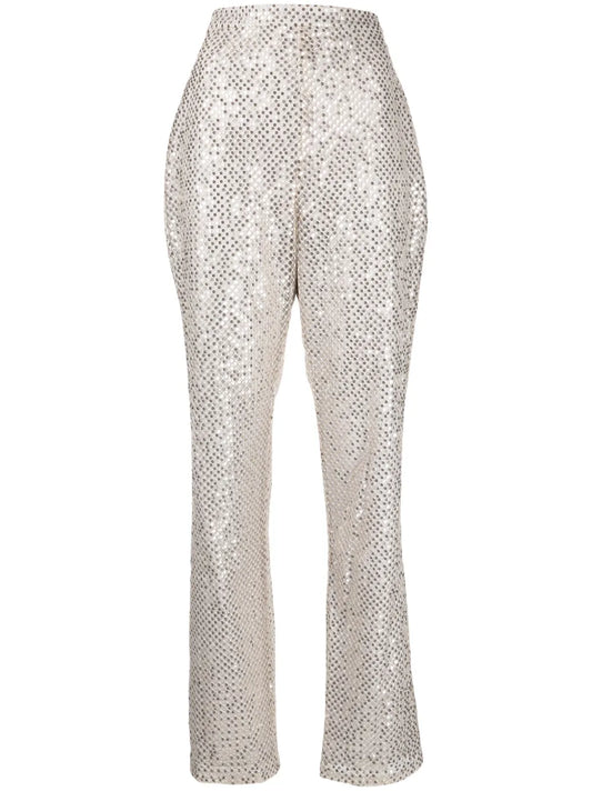 Sequin-Embellished Straight-Leg Trousers