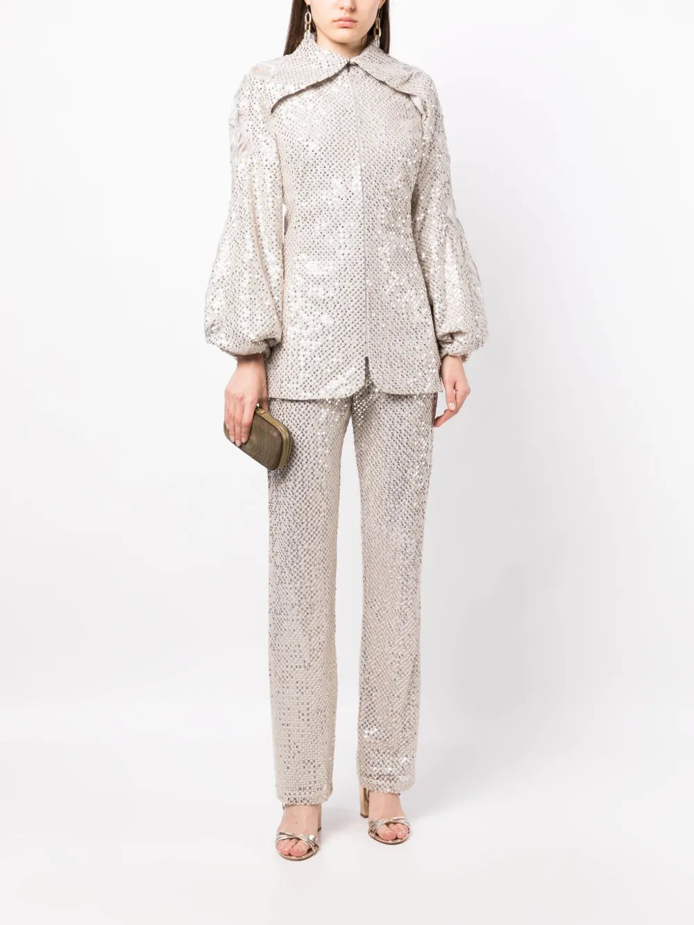 Sequin-Embellished Straight-Leg Trousers