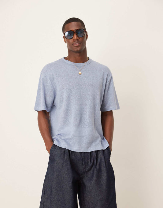 Premium Linen Relaxed Boxy T-Shirt