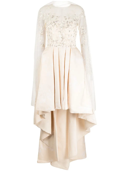 High-Low Brocade Maxi Dress