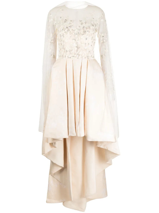 High-Low Brocade Maxi Dress