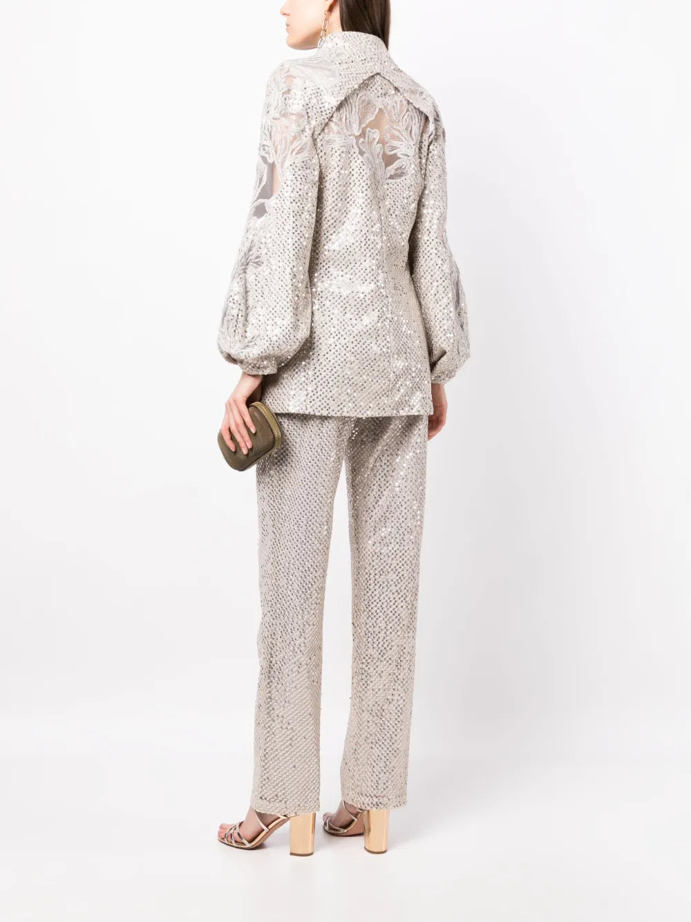 Floral-Embroidered Sequin-Embellished Jacket