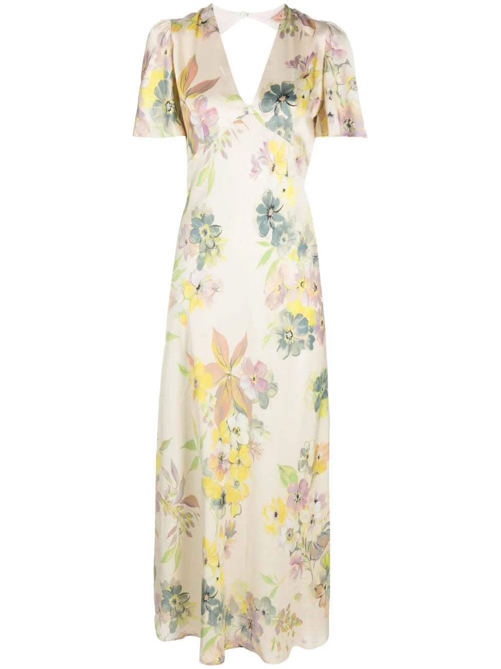 Floral-Print Satin Maxi Dress