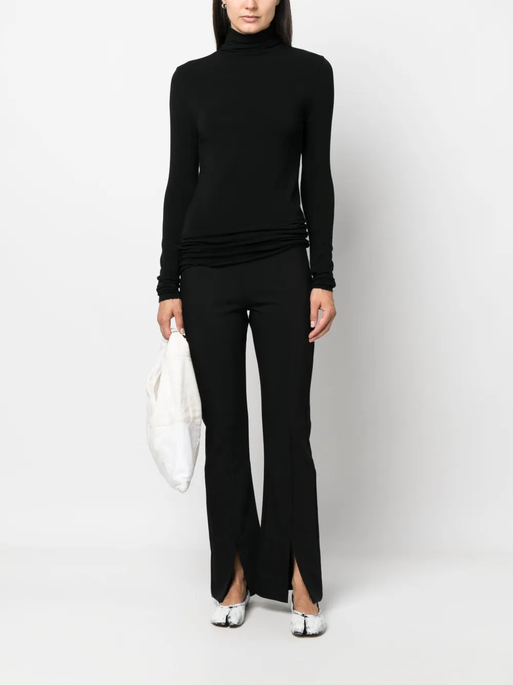 Ankle-Slit Flared Trousers