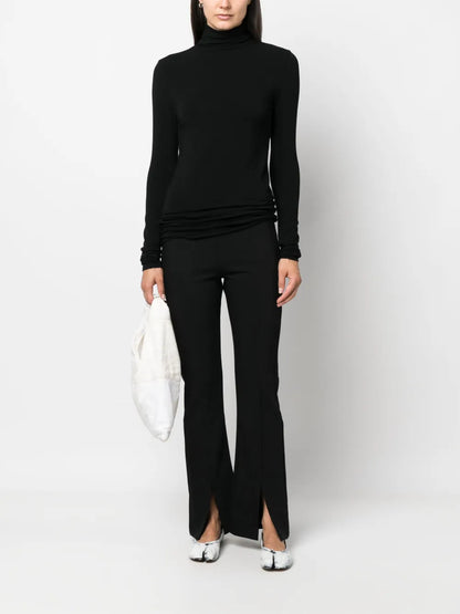Ankle-Slit Flared Trousers