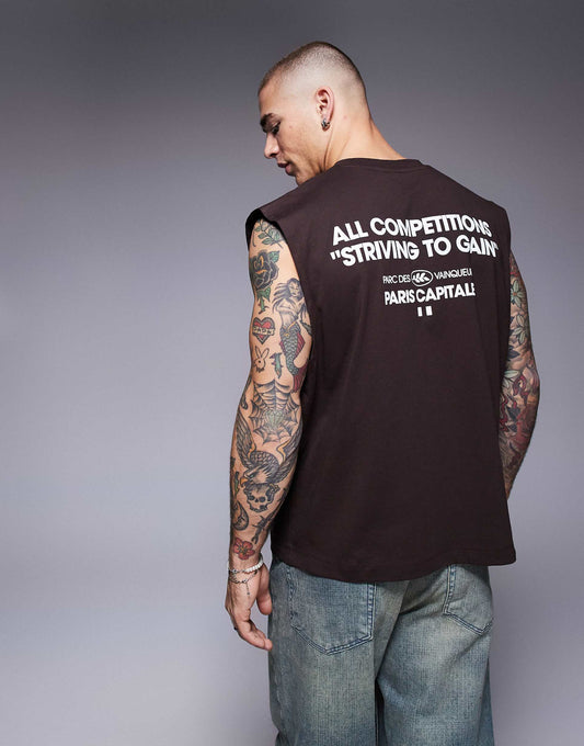 Boxy Oversized Tank With Text Graphic