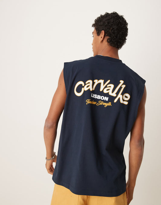 Oversized Tank With City Text Graphic
