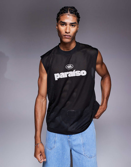 Oversized Tank With Text Graphic