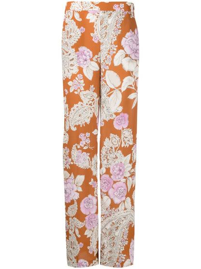 Floral-Print Wide-Leg Trousers