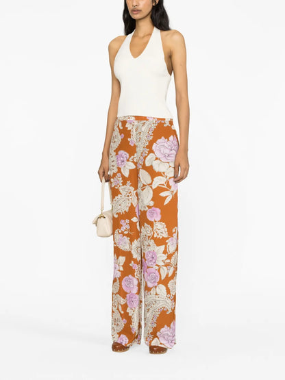 Floral-Print Wide-Leg Trousers