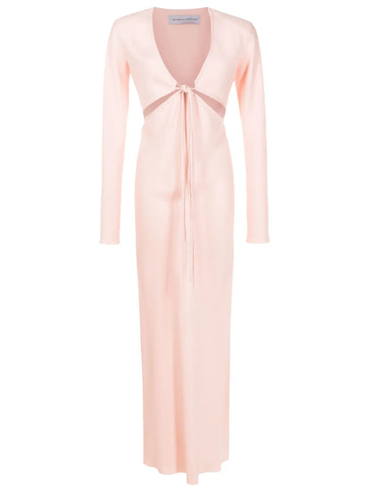 V-Neck Satin Maxi Dress