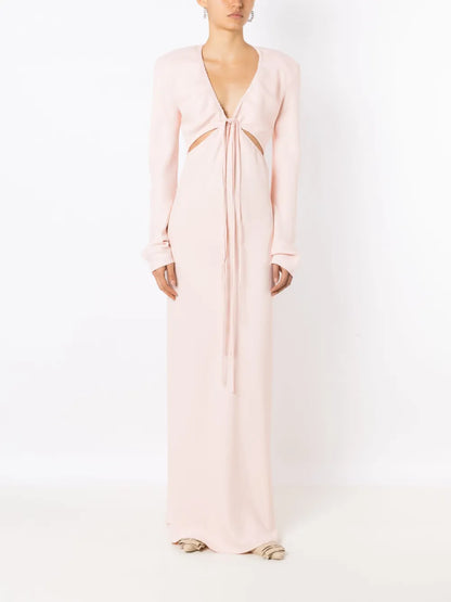 V-Neck Satin Maxi Dress