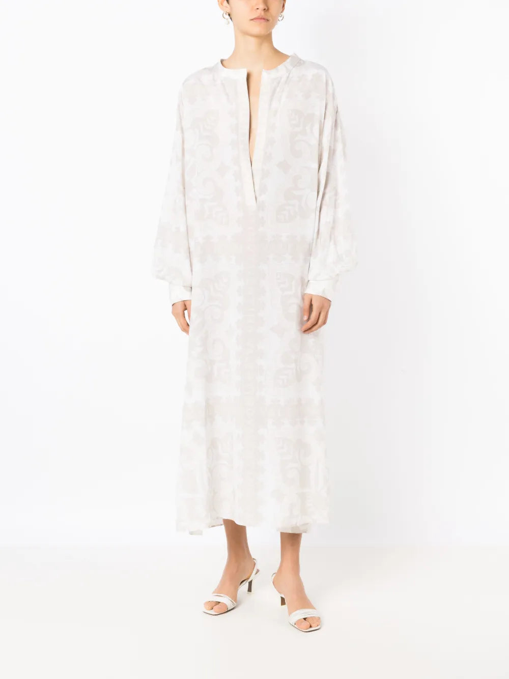 Geometric-Print Silk-Cotton Dress