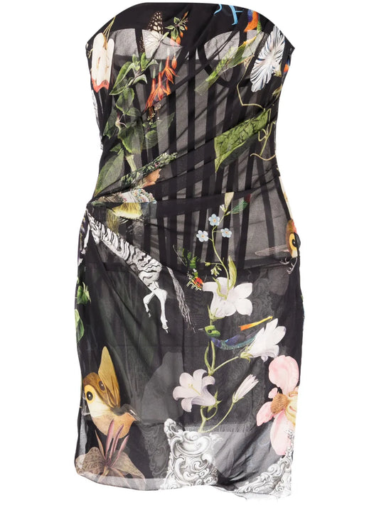 Strapless Draped Minidress