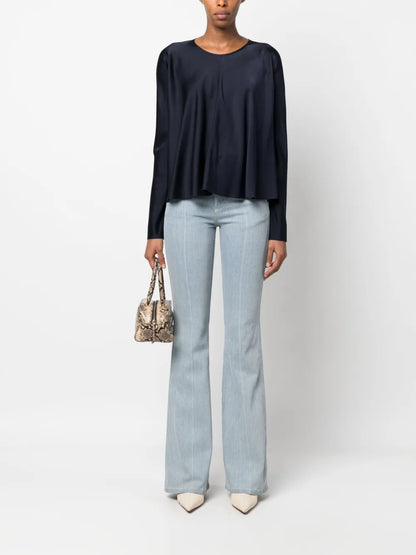 Panelled Satin-Finish Blouse